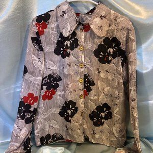 handmade chiffon dress shirt with peterpan collar